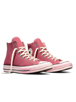 Converse - Unisex Chuck 70 Washed Canvas Mid Top Sneakers - Pink