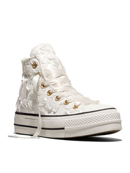Converse - Women Chuck Taylor All Star Lift Platform Ribbon Mid Top Sneakers - White