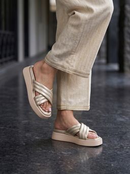 Monrow - Women Luma Gold Platform Heels