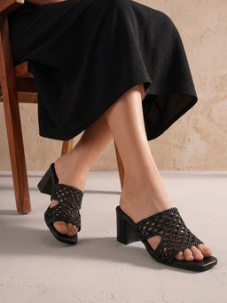 Dollphin - Women Black Elegant Block Heels Dfv-569