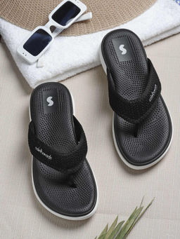 SOLETHREADS - Women Black Casual Comfort Flipflops