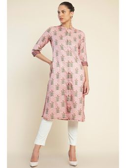 Soch - Women Peach Rayon Printed Kurta