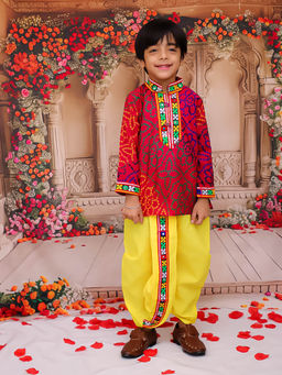 KID1 - Colorama Navratri Pink Kurta & Dhoti