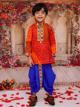 KID1 - Colorama Navratri Orange Kurta & Dhoti