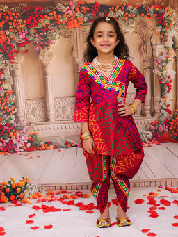 KID1 - Dandiya Mania Pink Kurti & Dhoti