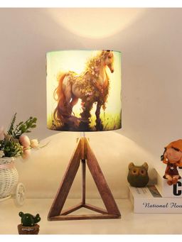 Homesake - Industrial Dark Burn Finish Triangle Table Lamp Horse
