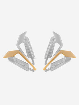 Shaze - Gold Rhodium-Plated American Diamond Wings Stud Earrings For Women