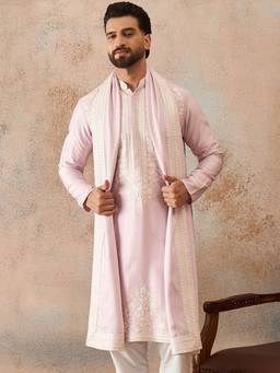 ETHNIC BAY - Lavender Floral Regular Kurta with Pant and Dupatta