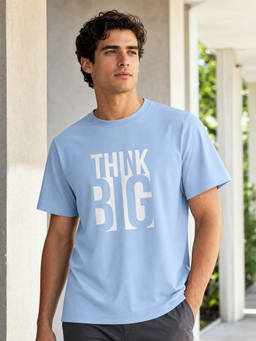 Nobero - Mens Blue Regular Fit Printed T-Shirt