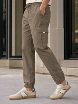 Nobero - Men Horizon Joggers With Dtm Drawcord - Khaki