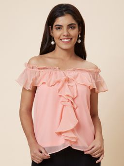 Globus - Women Peach Solid Polyester Top