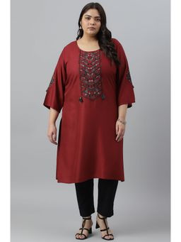 W - Red Solid Kurta