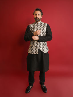 KISAH - Men Grey Kurta Jacket (set Of 3)