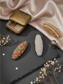 Accessher - Multi-Color Metal Stones Brooch