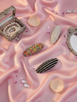 Accessher - Multi-Color Metal Stones Brooch