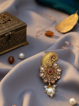 Accessher - Multi-Color Metal Stones Brooch