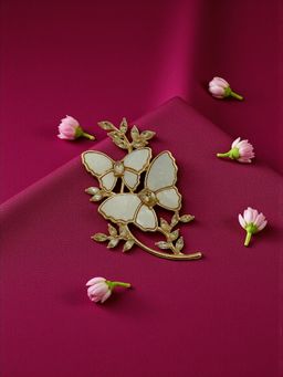 Accessher - White Metal Contemporary Brooch