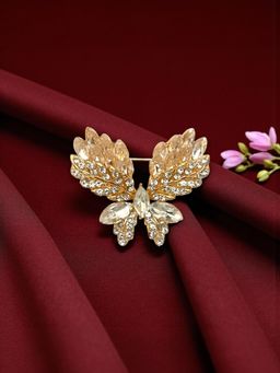 Accessher - White Metal Stones Brooch