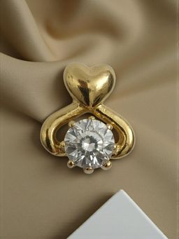 Accessher - White Brass Stones Pair Of Earrings