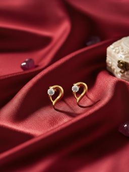 Accessher - White Brass Stones Pair Of Earrings