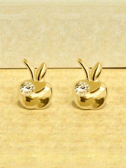 Accessher - White Brass Stones Pair Of Earrings