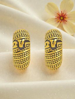 Accessher - Gold Brass Minimal Pair Of Earrings