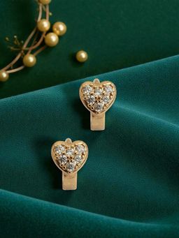 Accessher - White Brass Stones Pair Of Earrings