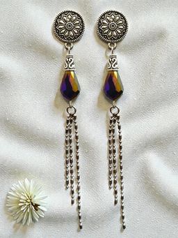 Accessher - Multi-Color Silver Stones Pair Of Earrings