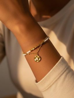 Inaya Accessories - White Stainless Steel Stones Bracelet