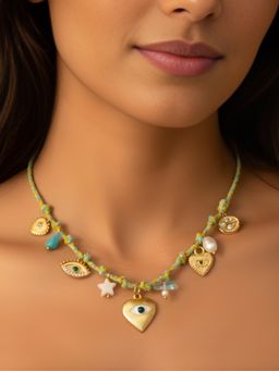 Inaya Accessories - Blue Stainless Steel Stones Necklace