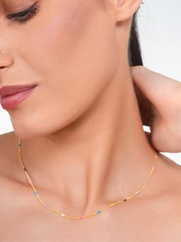 Inaya Accessories - Multi-Color Stainless Steel Stones Necklace