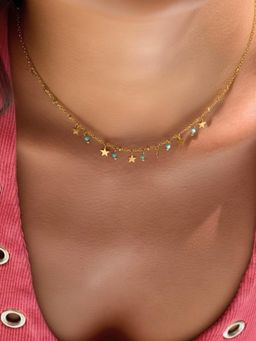 Inaya Accessories - Blue Stainless Steel Stones Necklace