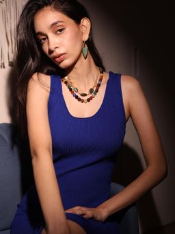 KKATHA ACCESSORIES - Multi-Color Brass Contemporary Necklace