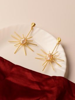 KKATHA ACCESSORIES - White Brass Pearl Pair Of Earrings