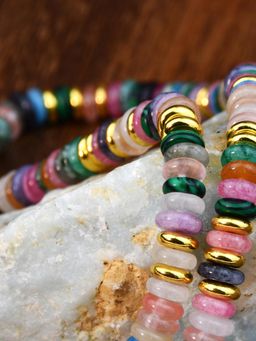 KKATHA ACCESSORIES - Multi-Color Brass Contemporary Necklace