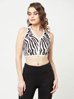 Attic Salt - White Zebra Crop Top