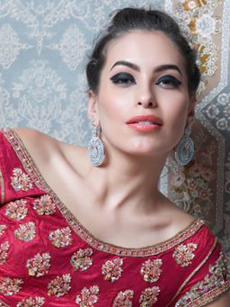 Odette - Luxuriant German Rhodium and Blue Dangling Earrings