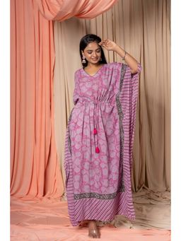NAVYAS FASHION - Onion Pink Mercerized Cotton Kaftan