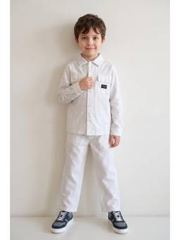 One Friday - Boys Off White Striped Cotton Shirt