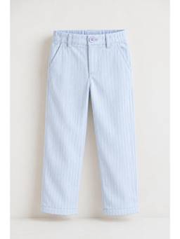 One Friday - Boys Blue Striped Cotton Regular Fit Trousers