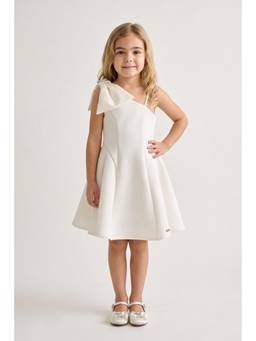 One Friday - Girls Off White Scuba Regular Fit Dress