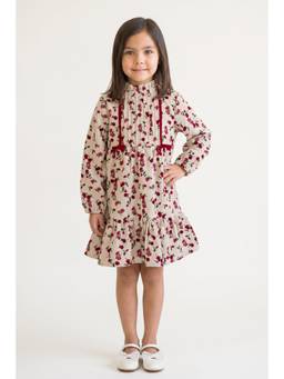 One Friday - Multi Printed Polyester Classic Full Sleeve Dress