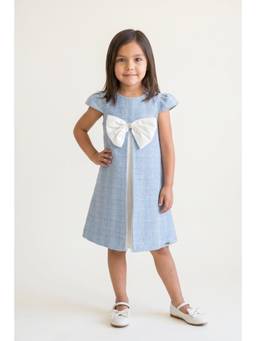 One Friday - Blue Boucle Cap Sleeve Zip Dress