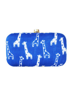 A Clutch Story - Blue Giraffe Printed Clutch