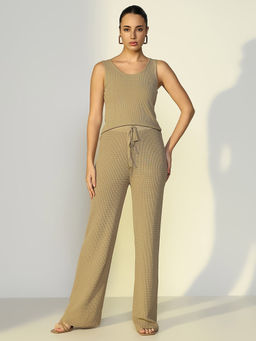 SHOWOFF - Edition Women Solid Beige Co-Ord (Set of 2)