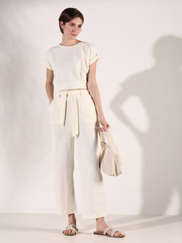 SHOWOFF - Women Solid Off White Co-Ord (Set of 2)