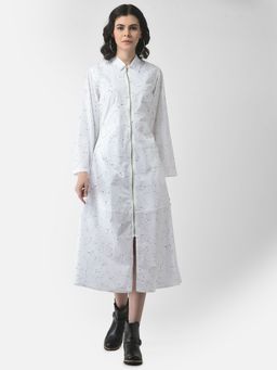 CRIMSOUNE CLUB - Women White Constellation Midi Shirt-Style Dress
