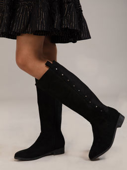 Twenty Dresses by Nykaa Fashion - Black Solid Knee Length Boots