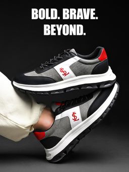 Louis Stitch - Men Charcoal Black Sneakers