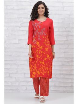 Rangriti - Red Printed Suit Set (Set of 2)
